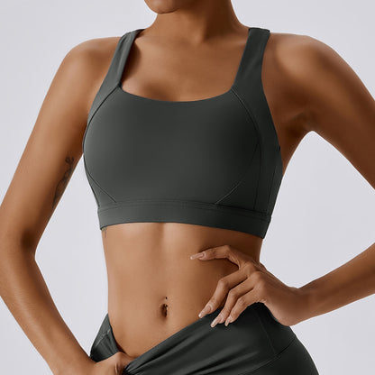 High support cross back sports bra