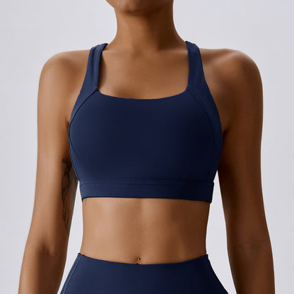 High support cross back sports bra