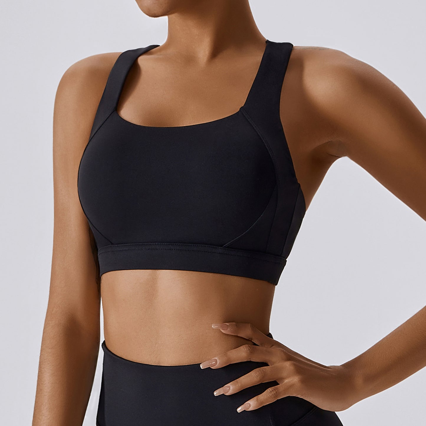 High support cross back sports bra