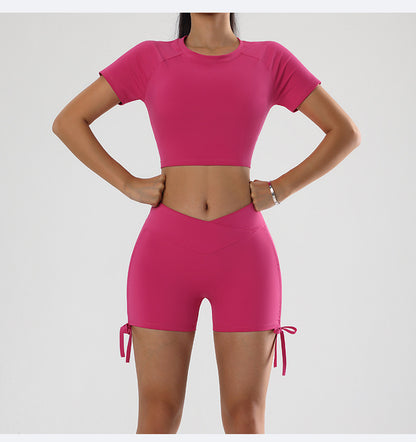 Cropped top and hot pants set