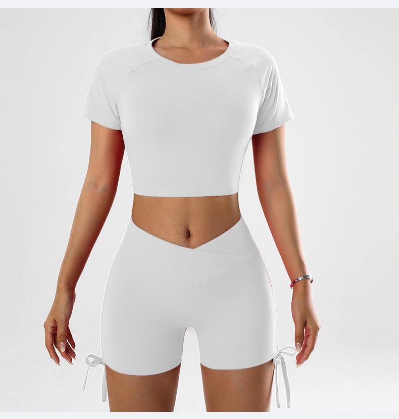 Cropped top and hot pants set