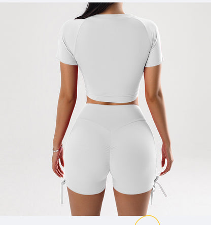 Cropped top and hot pants set