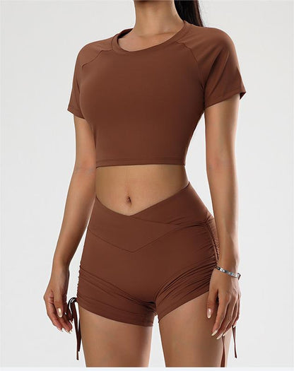 Cropped top and hot pants set