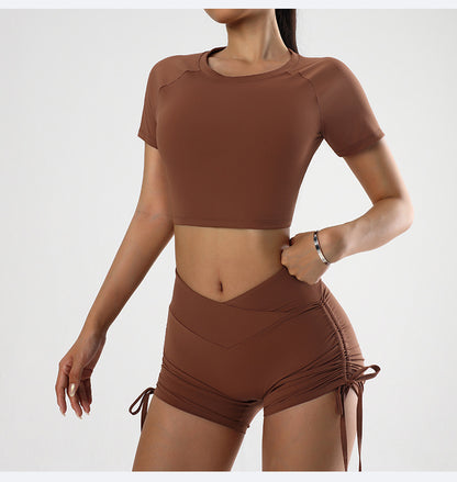 Cropped top and hot pants set