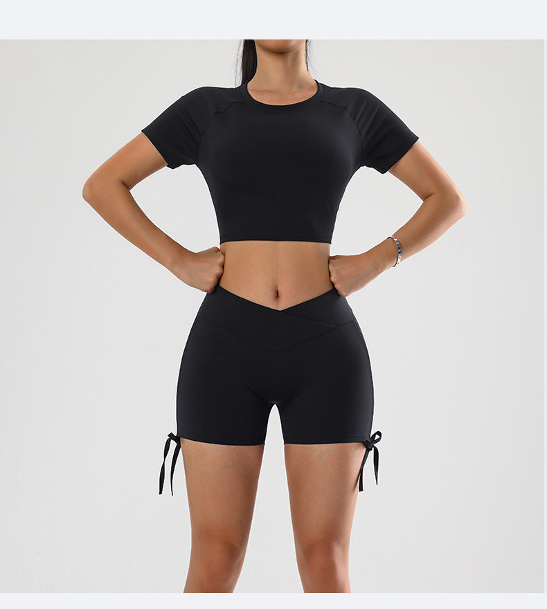 Cropped top and hot pants set