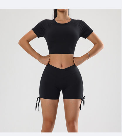 Cropped top and hot pants set