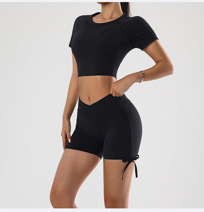 Cropped top and hot pants set