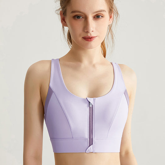 Zip front sports bra