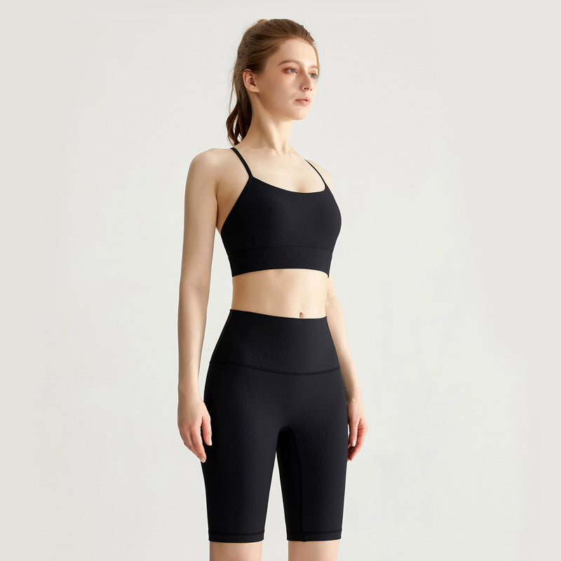 Sports bra and cycling shorts set