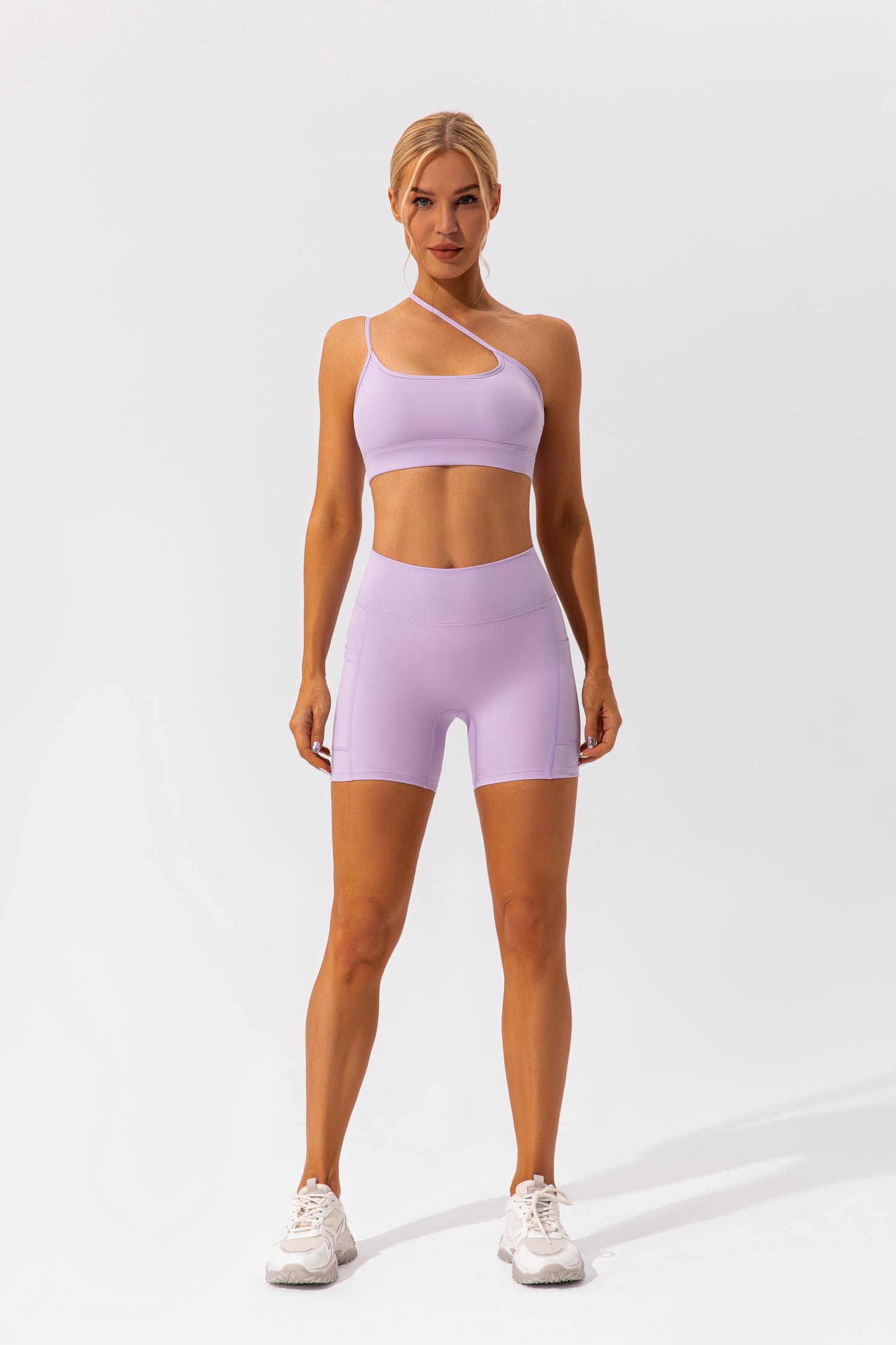 One shoulder high support bra