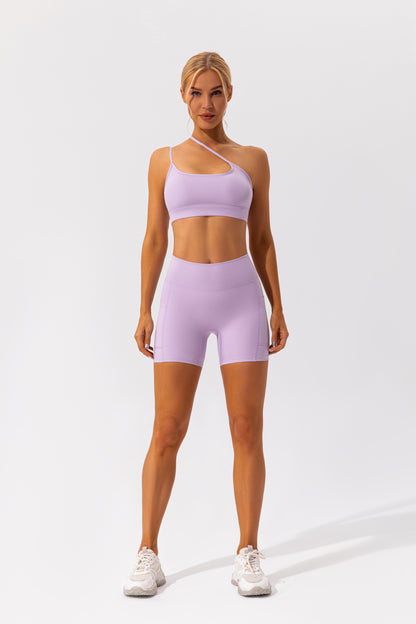 One shoulder high support bra
