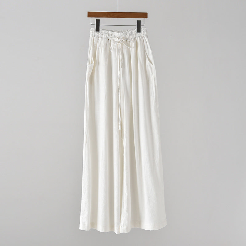 Linen blend wide leg trousers