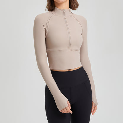 Zip front cropped jacket