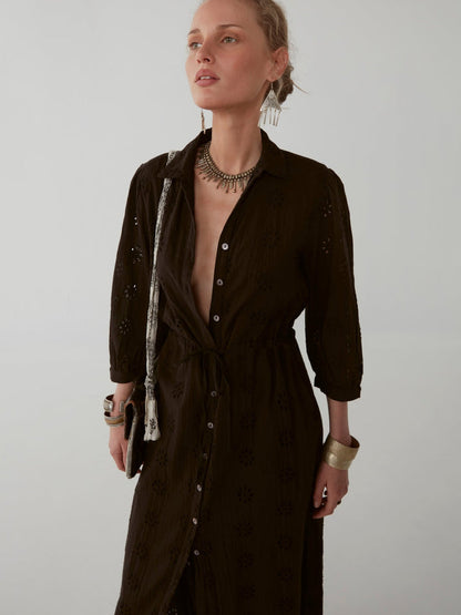 Embroidered Cotton maxi dress