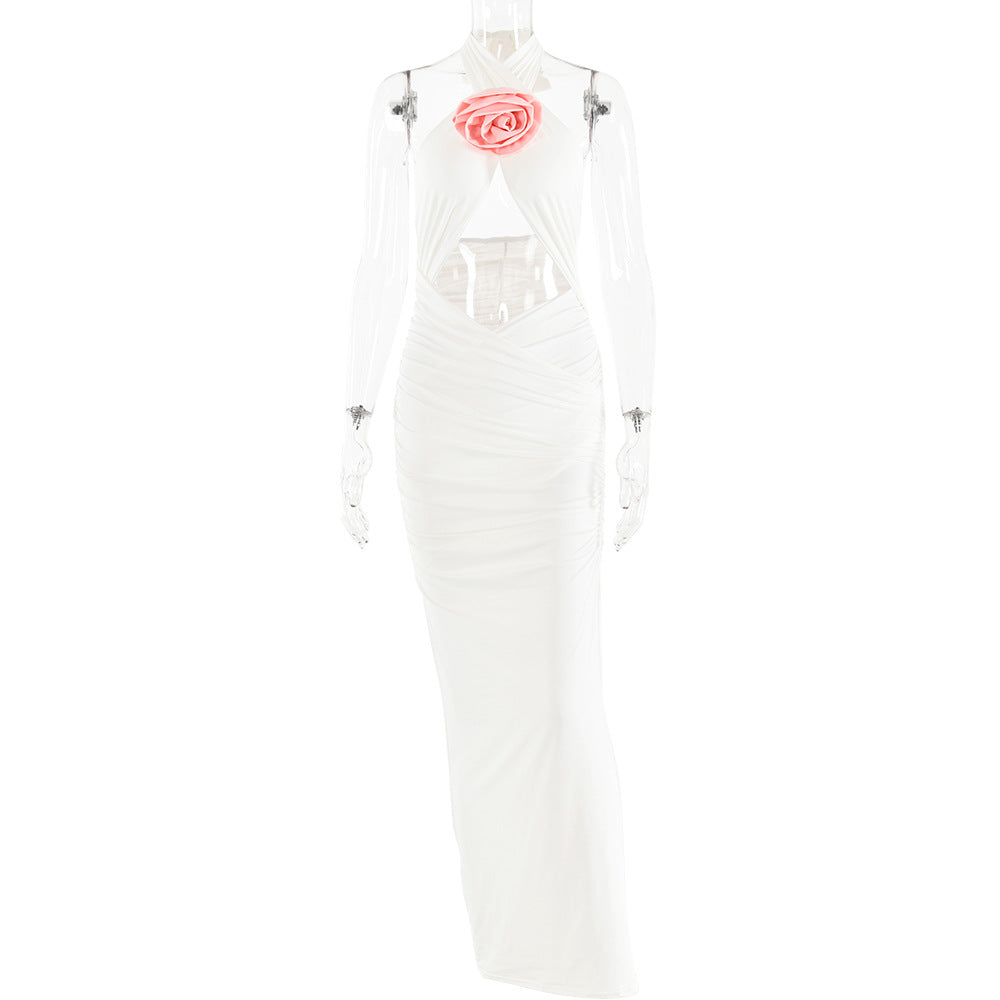 Halter neck dress with cut out front