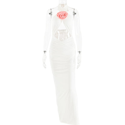 Halter neck dress with cut out front