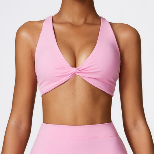 Twisted front sports bra