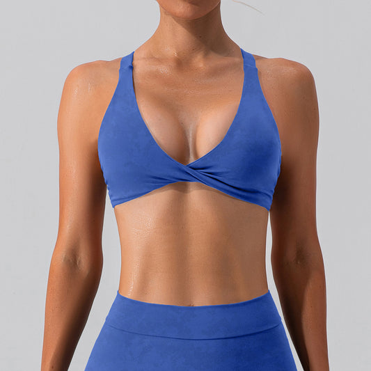 Twisted front sports bra