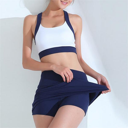 Mix & Match Contrast Bra & Skort & Trousers set
