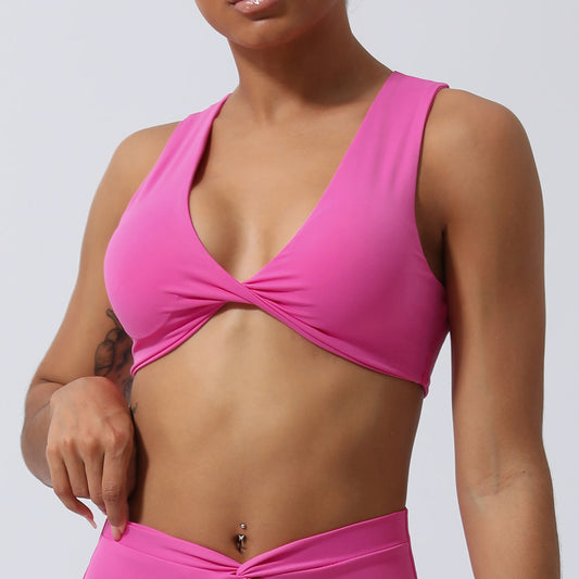 Twisted front sports bra