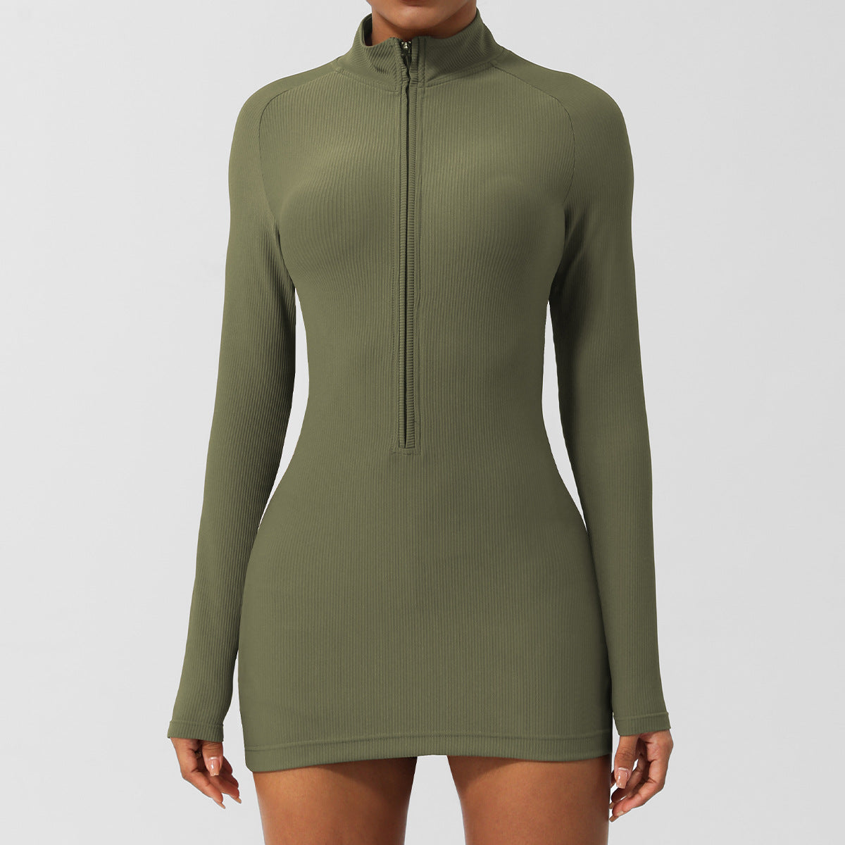 Full sleeve zip front dress