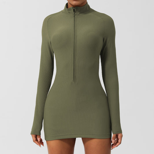 Full sleeve zip front dress