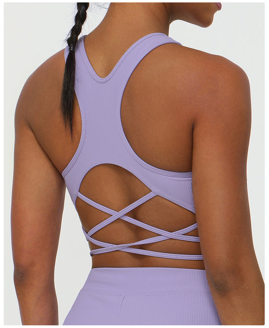 Cross back sports bra
