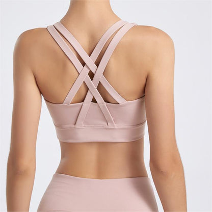 Seamless cross back sports bra