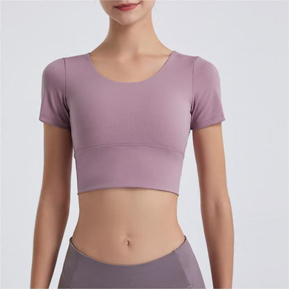 Short sleeve cross back top