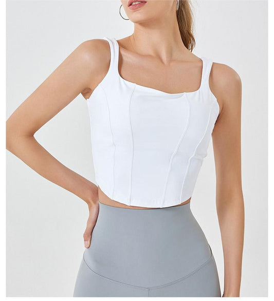 Corset look cropped vest
