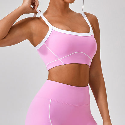 Contrast trim high support bra