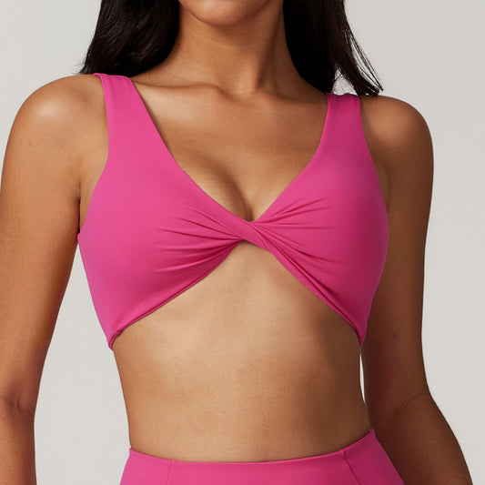 Twisted front sports bra
