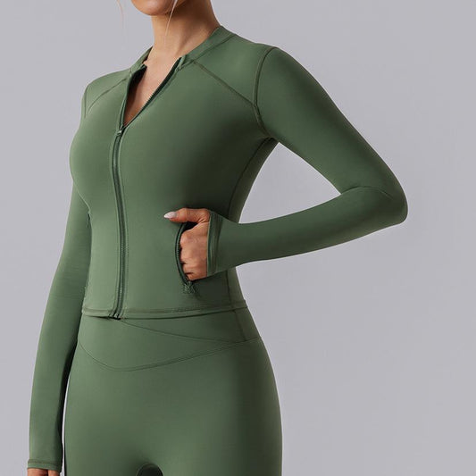 Zip front top with pockets