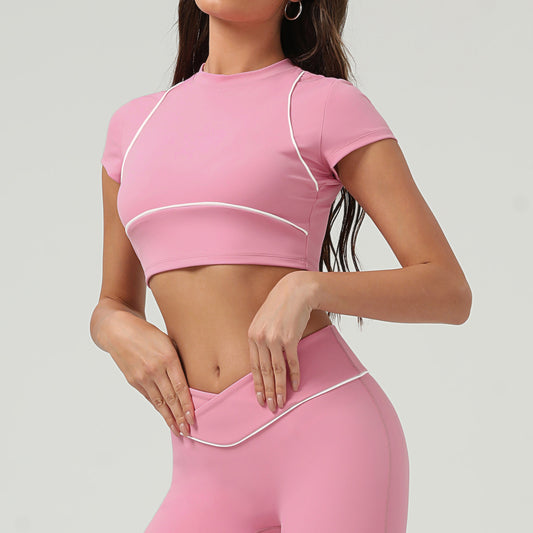 Contrast trim cropped top