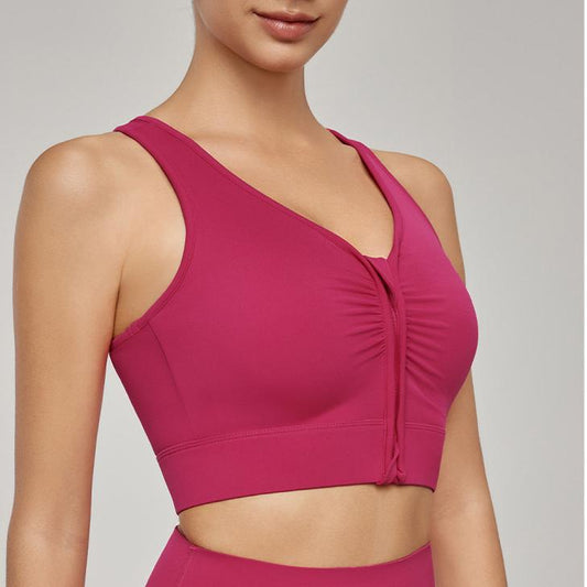 Zip front high support bra
