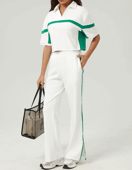 Contrast top and trousers set