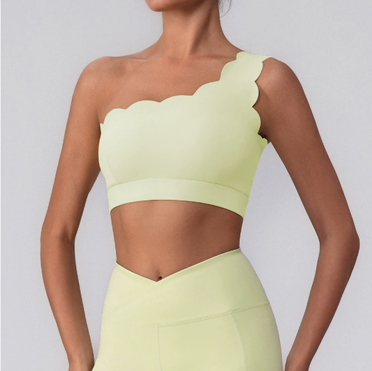 Scallop edge one shoulder top