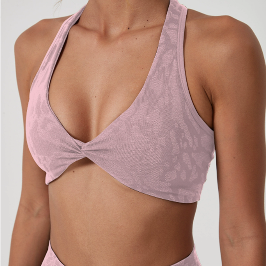 Twisted front printed bra