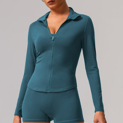 Zip front high neck jacket