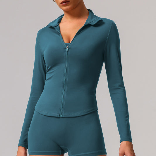 Zip front high neck jacket
