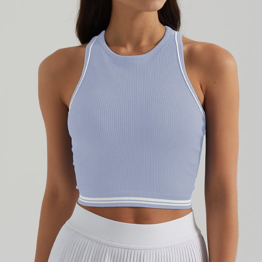Contrast trim cropped vest