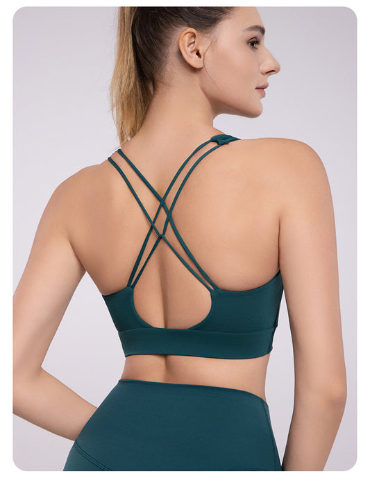 Cross back medium support bra