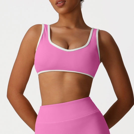 Contrast piping sports bra