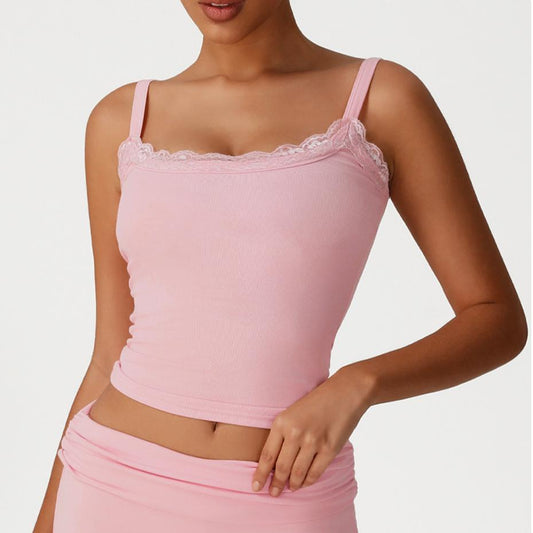 Lace trim vest