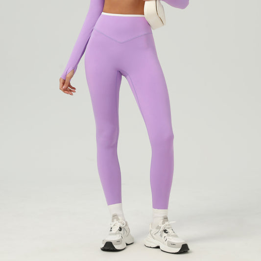 Contrast trim waist leggings