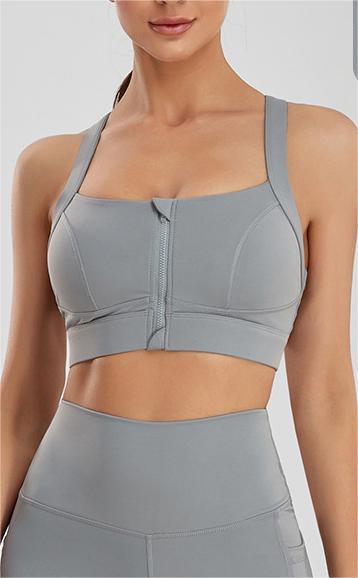 Zip front sports bra
