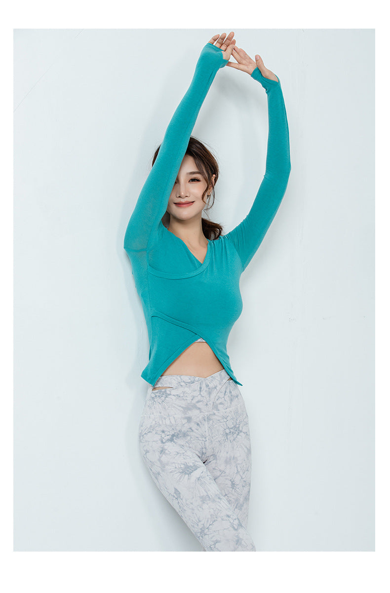 Wrap front breathable top