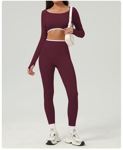 Contrast trim waist leggings