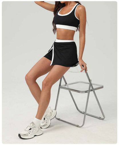 Contrast trim bra & skort set