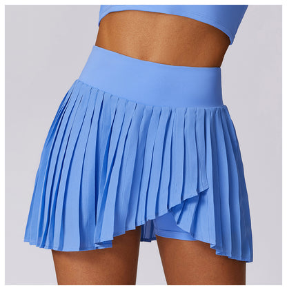 Pleated asymmetric fitness skirt